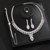 Hollow Leaf Necklace Earrings Bracelet Ring Four-Piece Set Bridal Wedding Rhinestone Accessories