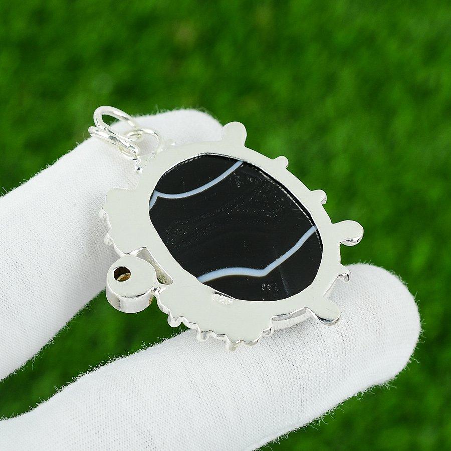 Gift For Women Pendant 925 Sterling Silver Natural Botswana Agate Gemstone