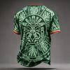 Men's National Team Support T Shirt Mexico Soccer Fan Jersey Short Sleeve Casual Football Top with Printed Design and Flag Patch