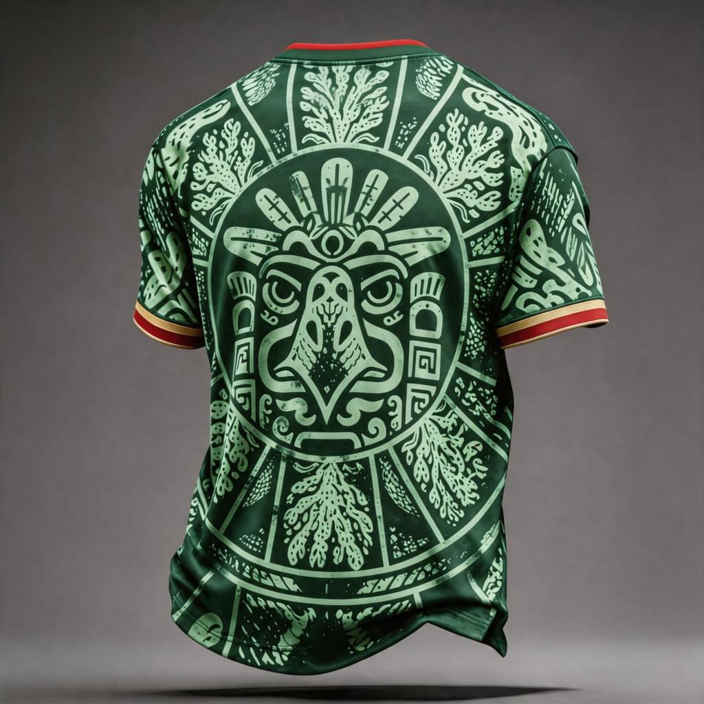 Men's National Team Support T Shirt Mexico Soccer Fan Jersey Short Sleeve Casual Football Top with Printed Design and Flag Patch