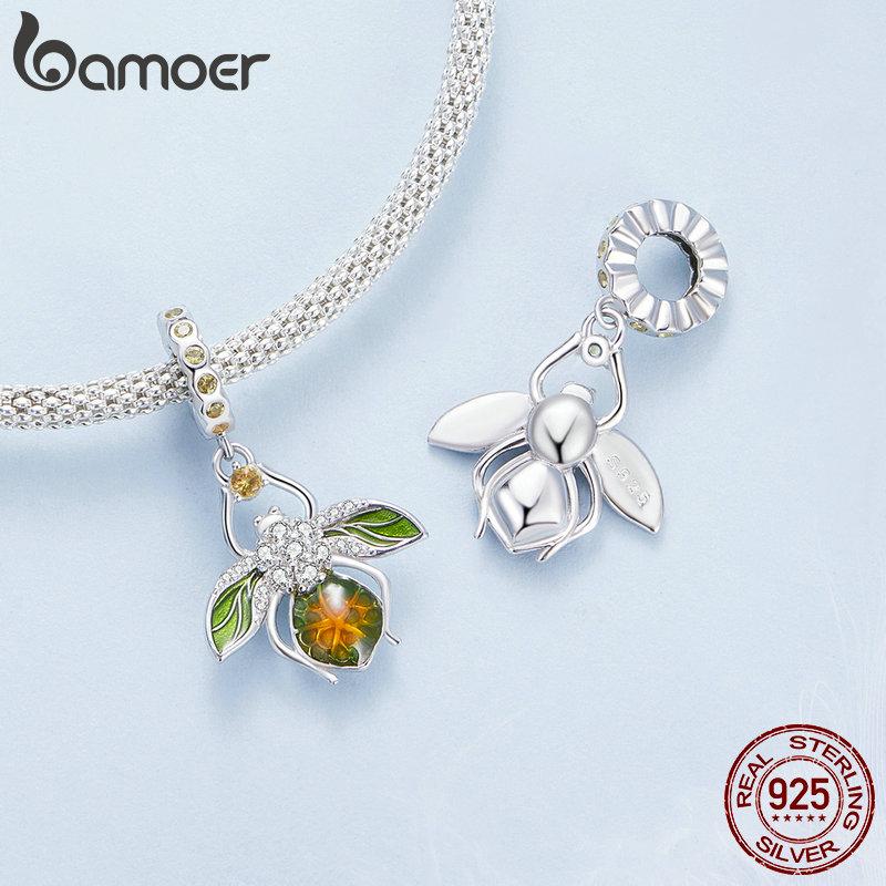 

BAMOER Стерлингового Серебра 925 пробы Лимонная Пчела Подвески Подвески Насекомое Бусина для Женщин Оригинальный Браслет и Браслет Изящных Ювелирных Изделий 925 silver