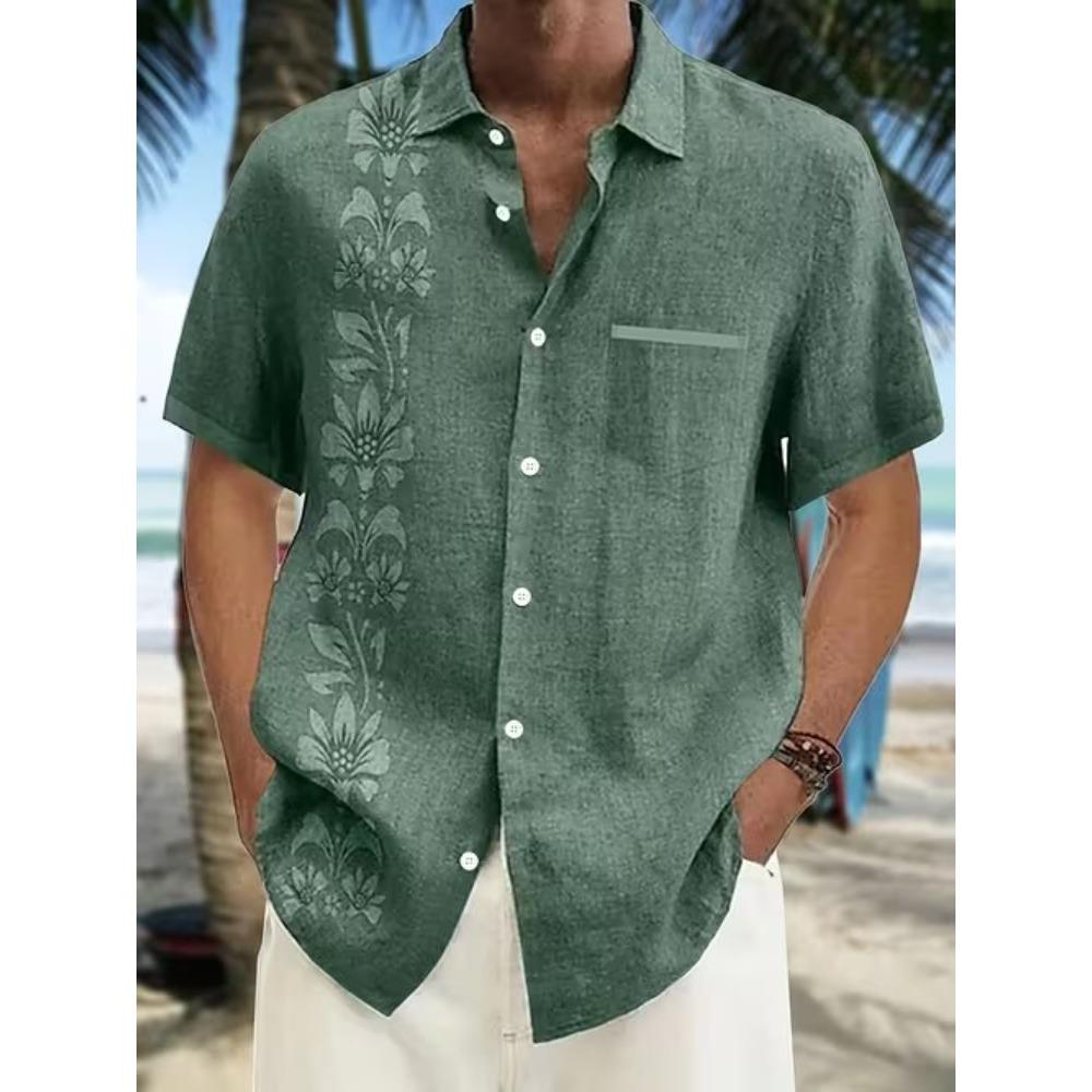 Men's Retro Flowers Pattern 3D Print Shirt Button Up Shirt Casual Shirt Summer Shirt Short Sleeve Daily Vacation Clothing