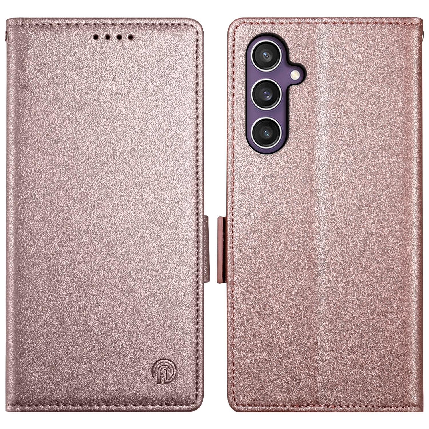 

DF-010 For Samsung Galaxy S23 FE Case Drop Protection PU Leather Stand Phone Cover Rose Gold