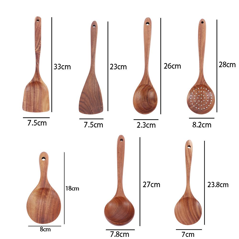 Natural Handmade Wooden Cooking Long Handle Kitchen Utensils Spatula Soup Spoon Scoop Spoon