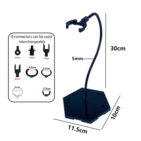Action Figure Stand with 8 Connectors Square/Hexagonal Base Heavy Duty Plastic Adjustable Anime Figurine Model Display Holder Rack