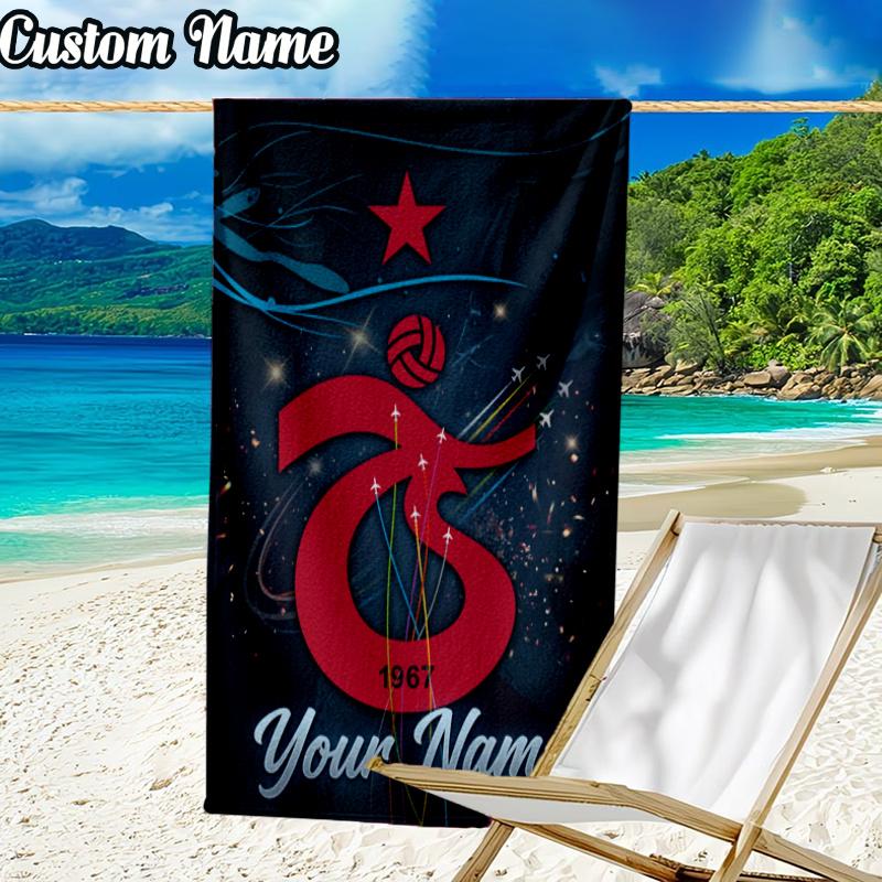 Custom Name Trabzon-spor football Beach Towel - Soft, Ultra-Absorbent Microfiber, Lightweight, Perfect for Beach, Parties, Travel, Camping