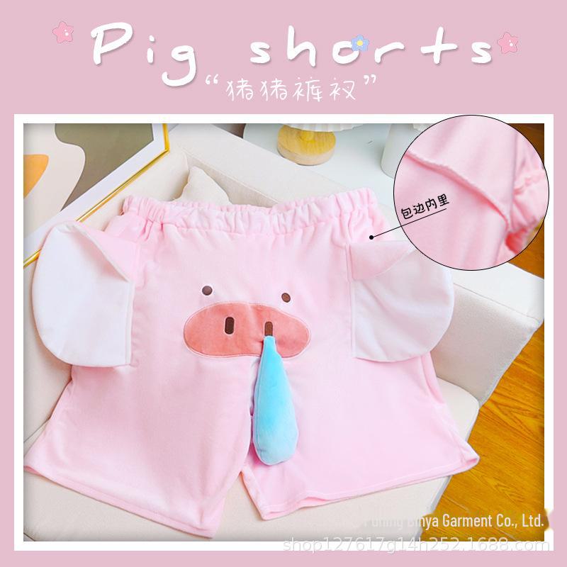 

«Летняя мультяшная парная пижама»: Милый слон для дам и сопливая свинья для мужчин M (40-50 kg)