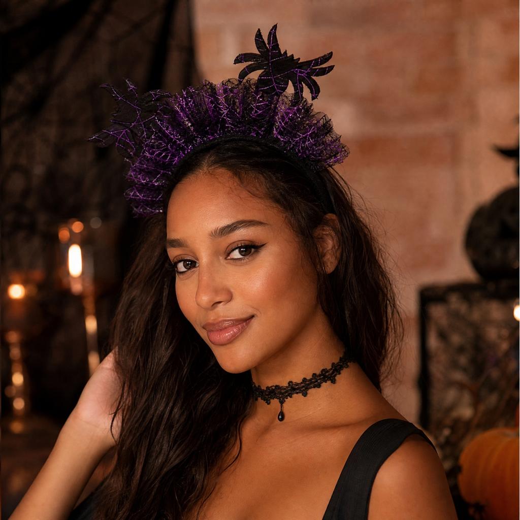 Halloween Mesh Headband Dark Gothic Headwrap for Party Costume Birthday Celebrations