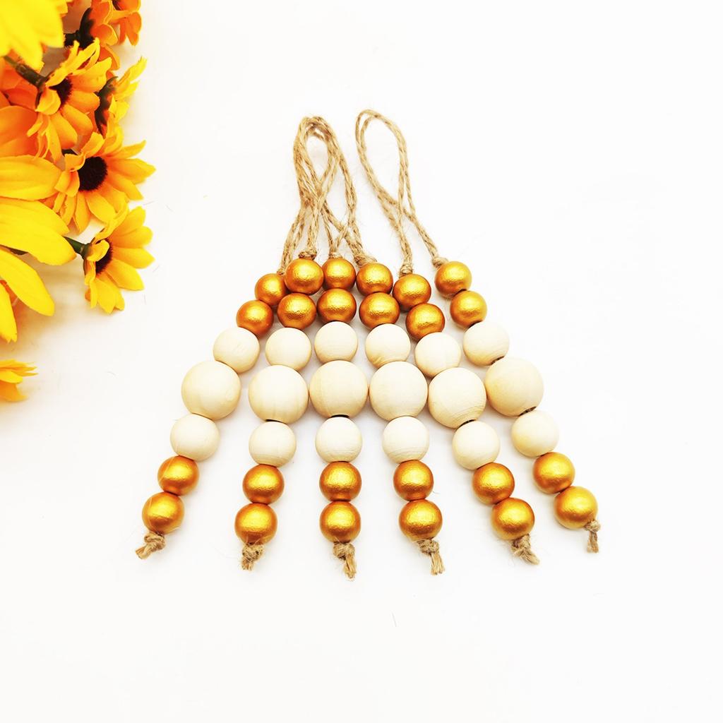 9pcs Christmas Tree Ornament Wood Bead String Pendant Christmas Wood Beads Pendant Christmas Tree Hanging Decoration