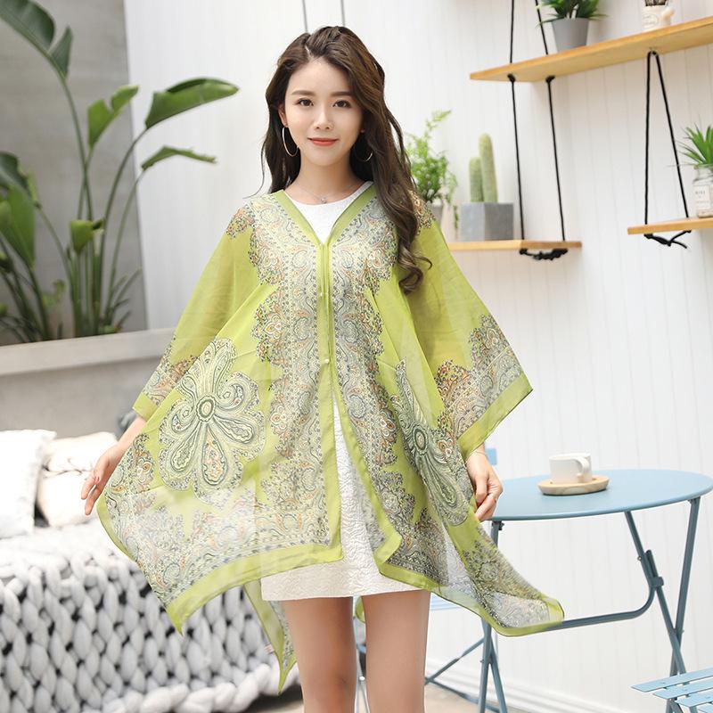 Chic Women's Silk Scarf: Oversized Sun Protection Shawl & Versatile Beach Towel