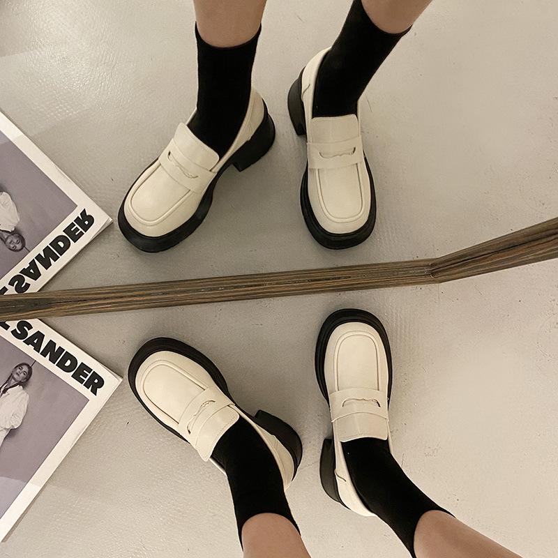 Soft-soled small leather shoes women's new retro muffin-soled shoes single shoes