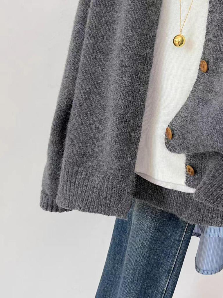 Korean Style Women's Loose Knit Cardigan - Autumn 2026