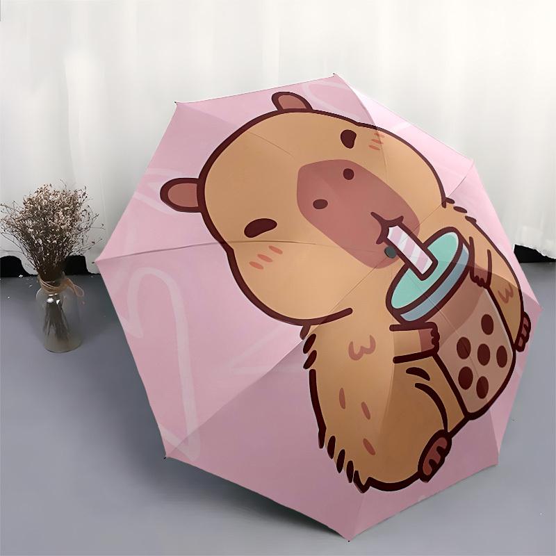Capybara Automatic Opening and Closing, 8 Rib Structure Portable Umbrella, Suitable for Men and Women In All Seasons  Perfect Gift for Holid