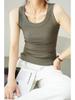 Ripp-Modal-Formweste für Damen mit seitlicher BH-Unterstützung, Bodycon-Basisschicht mit Rundhalsausschnitt für Frühling & Sommer