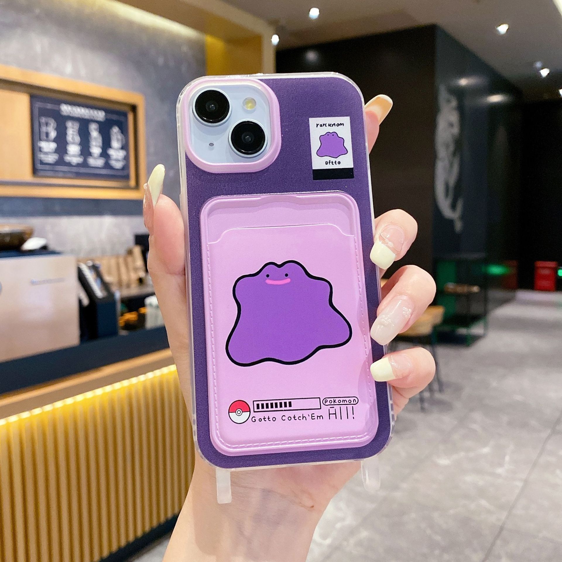

Purple Monster Applicable Card Pack Lanyard IP16 Apple 13 14 Mobile Phone Case 12 New Creative Stand Portable 15 iphone12PRO