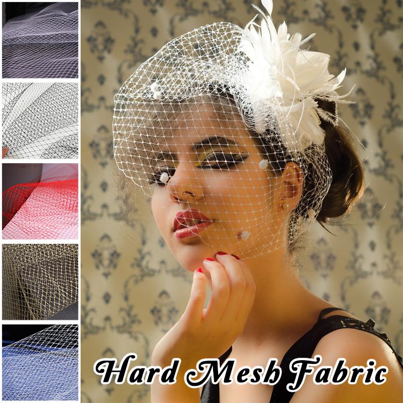 100x200cm Hard Mesh Yarn Fabric Transparent Hollow Out Mesh Veil Styling Designer Fabric DIY Headdress Hat Sewing Material