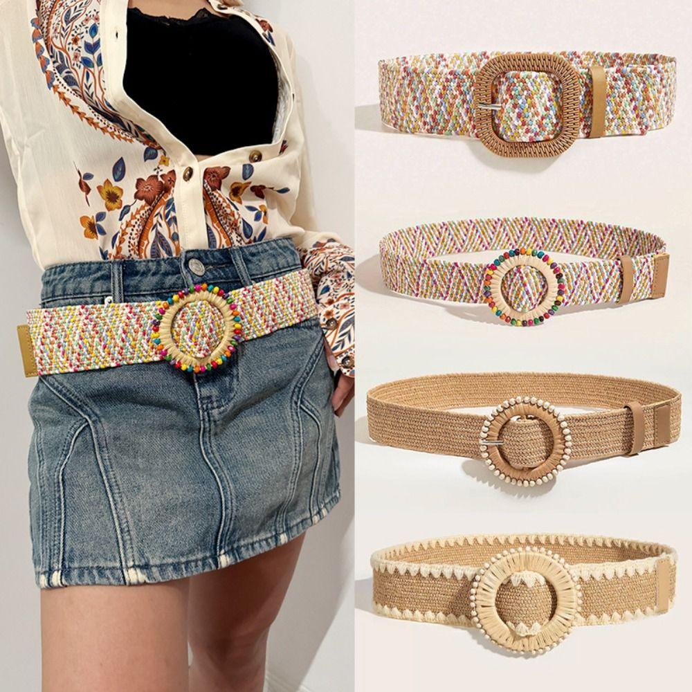 Geflochtener Boho-Strohgeflecht-Gürtel Retro Ethnischer Stil Taillenband Punk Bohème-Stil Gürtel Jeans Dekoration