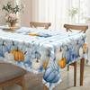 1Pc Autumn Blue Pumpkin Pattern Tablecloth - Round Polyester, Suitable For Parties, Restaurants, Coffee Tables