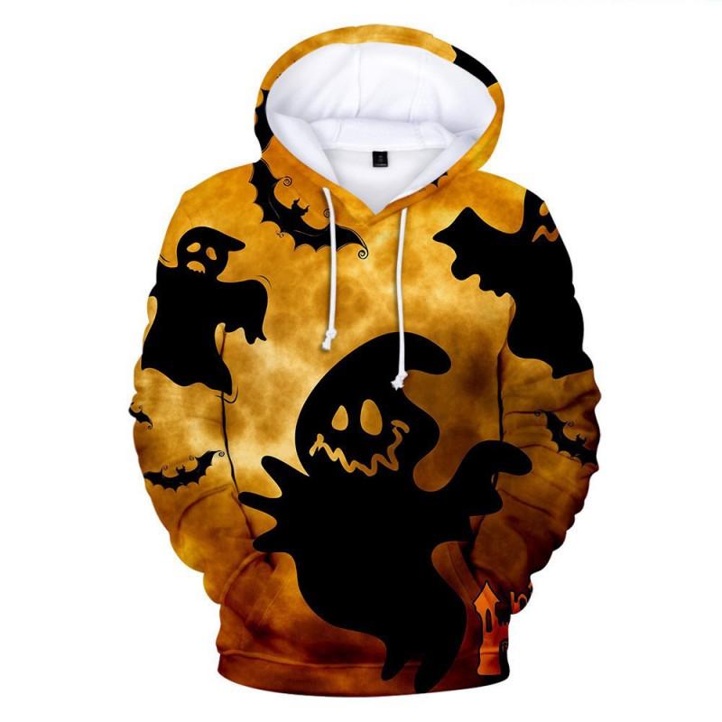 Mens Loose Fit Hooded Long Sleeve Sweatshirt With Cartoon Devil Print Casual Wear