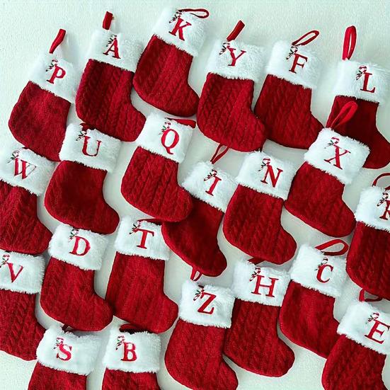 Yousheng Christmas Stockings Decorative Letter Knitted Sock Hanging Decoration Easy To Hang Festive Christmas Tree Decor