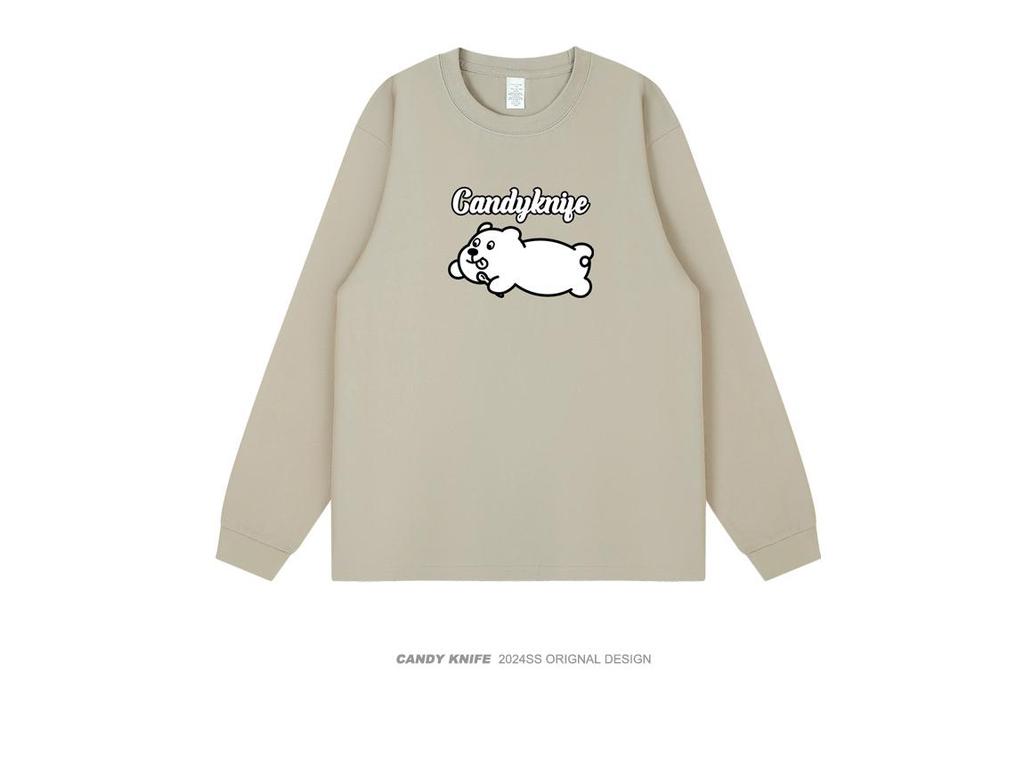 Trendy Cartoon Print Long Sleeve Top - Stylish & Versatile for Students and Besties