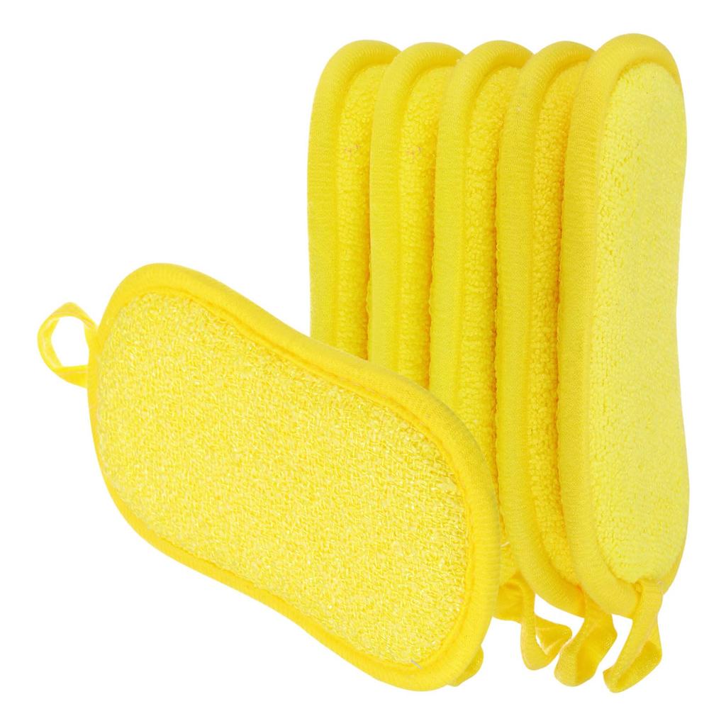 Uxcell Multipurpose Kitchen Dish Sponge Microfiber Sponge Scouring Pad Sponge Scrub for Dishwashing Kitchen 5pcs Scrubber, Non-Scratch Cleaning,