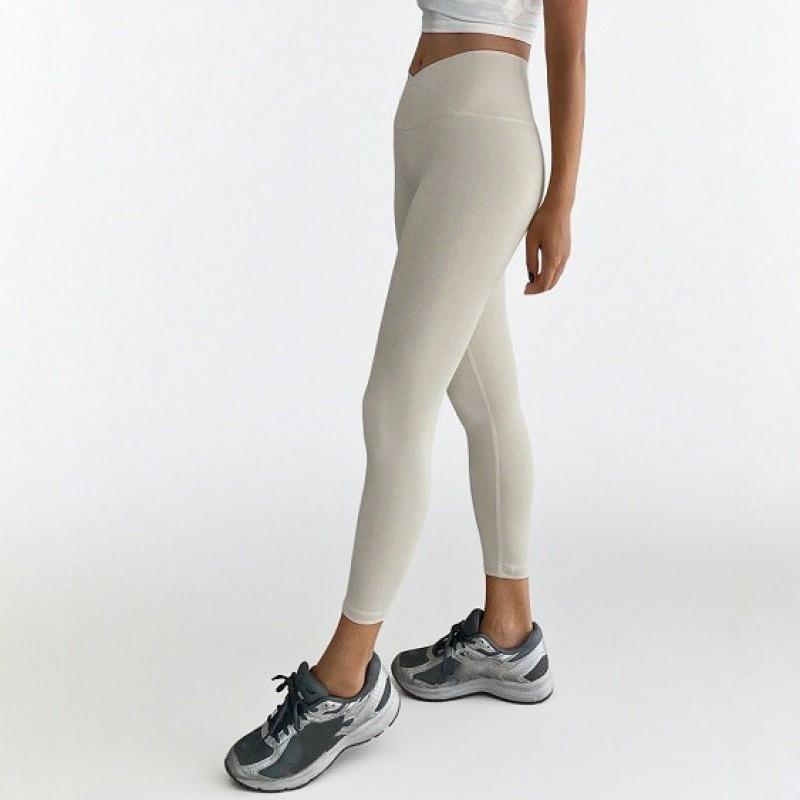 High-Waisted Cross-Back 9/10 Length Yoga Leggings Women Breathable Compression Fitness Pants Cycling Gym Wear
