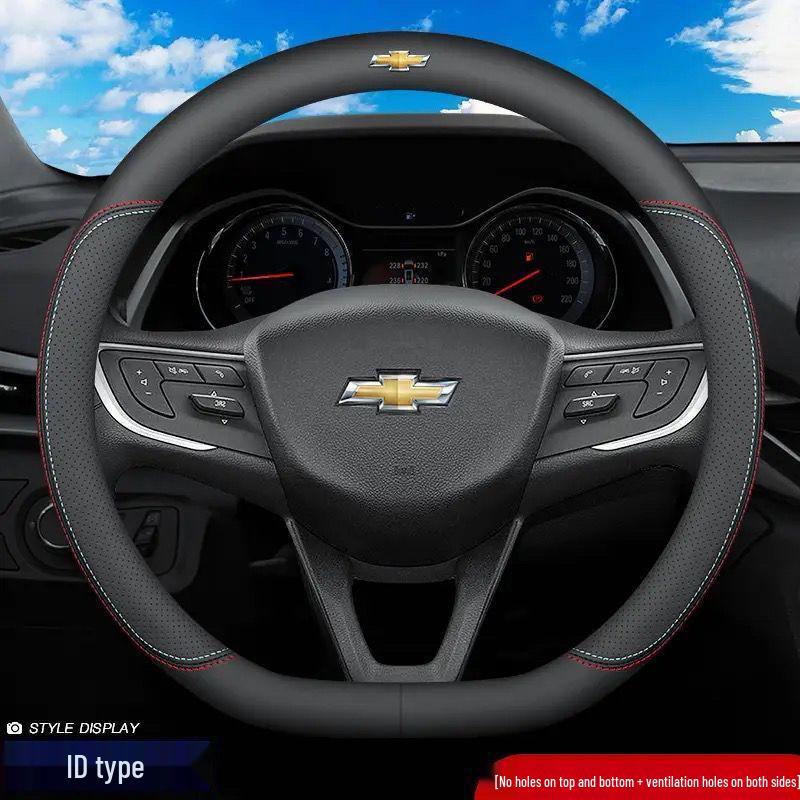 Genuine Leather Ultra-thin Breathable Anti-slip Steering Wheel Cover for All Seasons