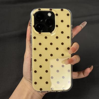 Simple Cute Polka Dot Glossy Jelly Shockproof Phone Case For iPhone 17 Air 11 12 13 14 15 16 Pro Max IMD Shockproof Cases Capa