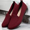 Flat Bottomed Round Toe Knitted Shoes, Women's Solid Color One Foot Walking Mesh Shoes, Breathable Daily Shoes