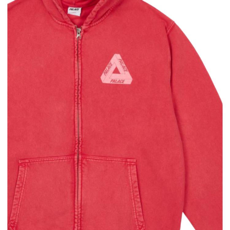 Palace Pigment Wash Tri-Ferg Hood Red Unisex Tops P26CS115
