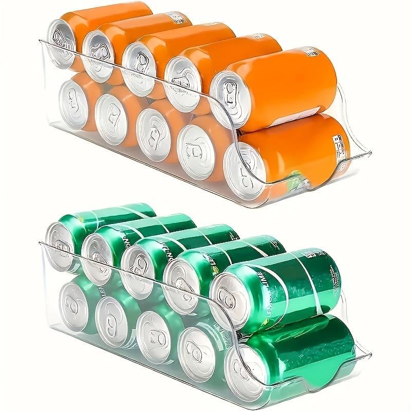 1Pcs  Clear Plastic Refrigerator Organizer with Soda Can Dispenser and Beverage Holder Hand Wash,Fits Refrigerator,Freezer,Pantry,Kitchen,Countertops