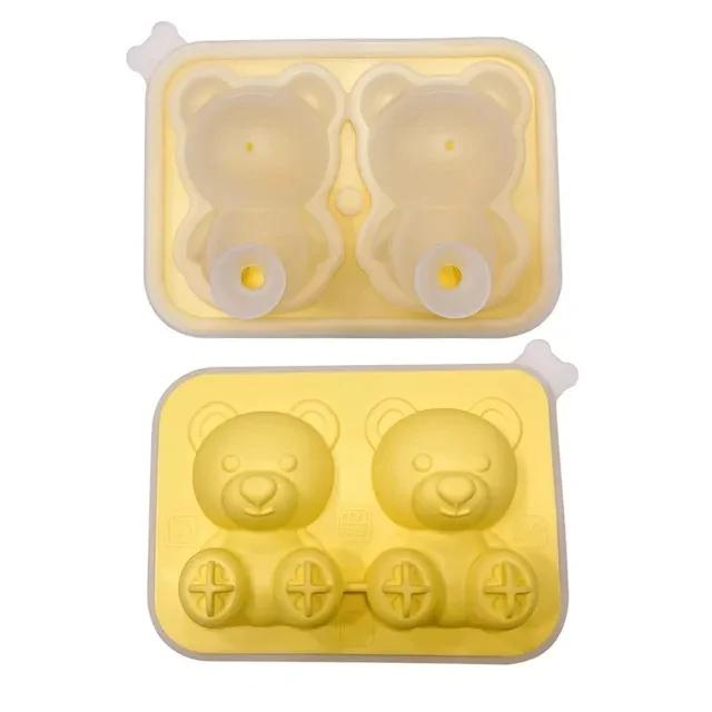 2/4/6 Grids Ice Cube Bear-Shaped Silicone Molder 3d Kawaii Bear Summer Relieve The Heat Diy Drink Ice Coffee Ice Cube Trays Mold