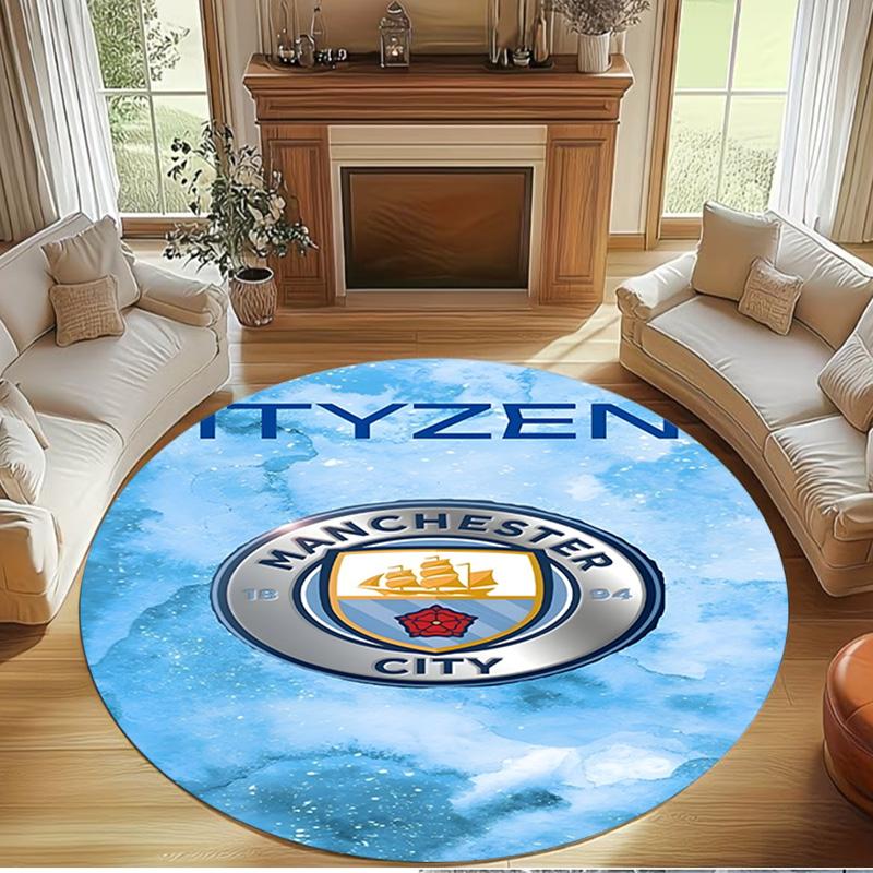 Manchester Football FC Print Round Rug, Washable Floor Carpet, For Entryway Dorm Laundry Room Office Study, Home Decor Birthday Christmas Gift