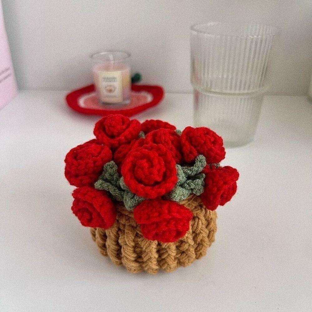 Handwoven Flower Bouquet Coasters Washable Coffee Table Cupmat Crochet Coasters Office Decor
