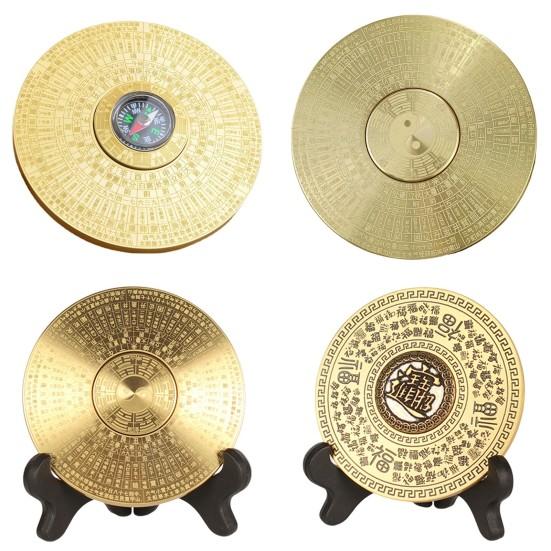 Rotatable Feng Shui Compass Rustproof Retro Style Chinese Tai Chi Bagua Brass Compass Desktop Decoration
