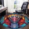 1 Stück Drachen-Buntglas-Büro-Runder Teppich, Unter Bürostühlen Schlafzimmer Wohnzimmer Heimdekoration, Raumdeko, In Verschiedenen Größen Erhältlich