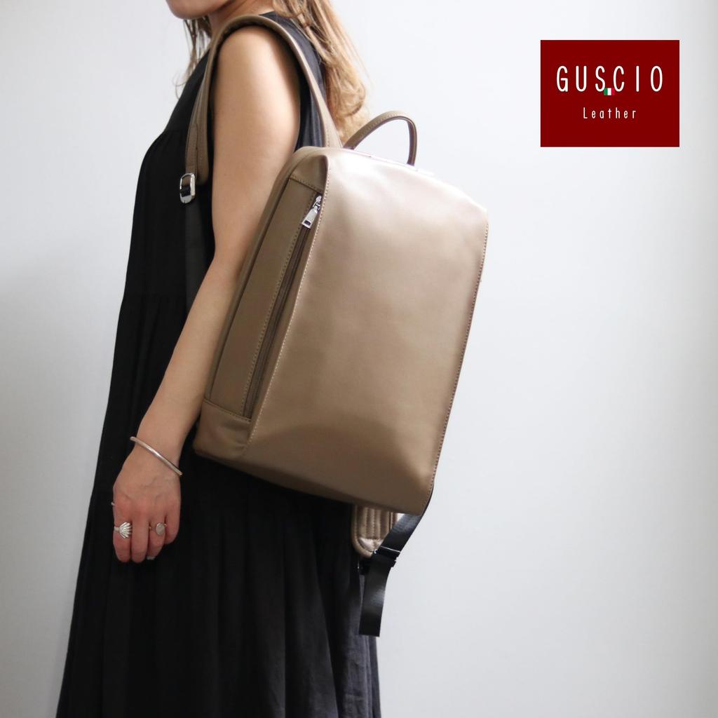 Guccio Italy Leather Backpack, Featured In InRed Magazine, Women's, Cowhide Leather, A4PC Storage, Water-Repellent & Scratch-Resistant, with YKK
