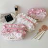 Cute Bow Flower Quilting Cotton Makeup Bag Women Zipper Cosmetic Organizer Female Cloth Handbag Portable Toiletry Case For Girls