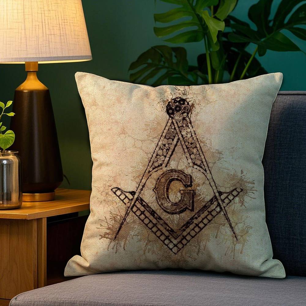 F-Freemason Painting Pillow Case Plush Fabric Soft Double Sided Print Sofa Cushion Cover Throw Pillow Covers