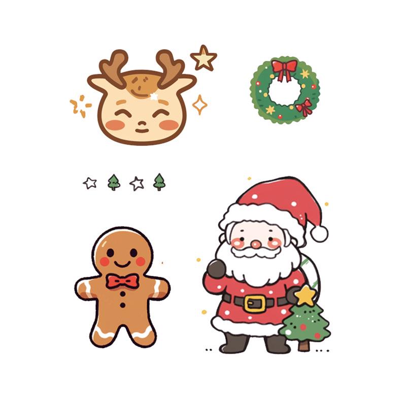 Popular Cartoon Christmas Temporary Tattoos for Kids - Cute Santa and Snowman Sticker Set