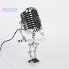 Microphone Robot Lamp Hold A Guitar Soft Lighting Plastic Handicraft Ornament Energy-saving Retro Robot Figurine LED Table Light Home Decoration