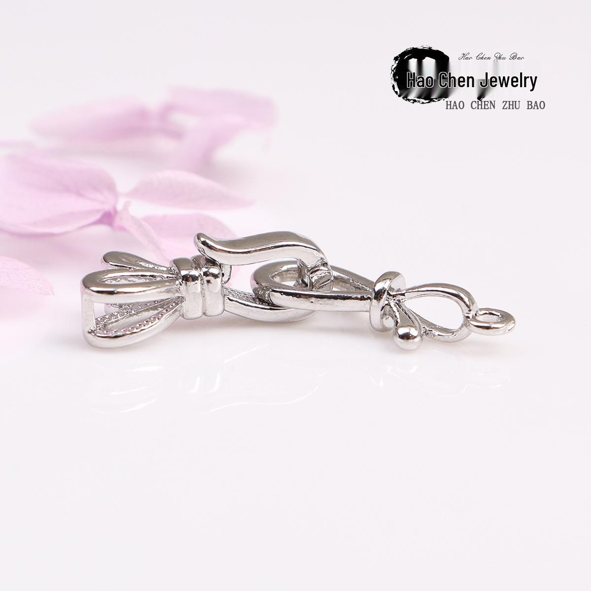 Позолоченная 14K стойкая к выцветанию застежка-коннектор с бантом для изготовления жемчужных ожерелий своими руками