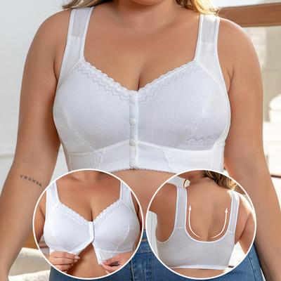 Super Size Damen Sommer Sexy Spitze Front Schnalle Ohne Bügel Weste Unterwäsche