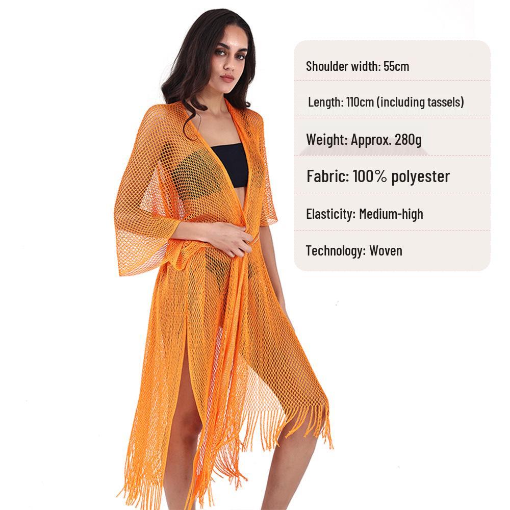 2024 European & American Women's Lace Swimsuit Cover-up Cardigan - Sexy Beach Sunscreen