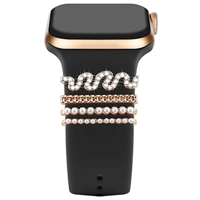 Decoration For Apple watch band 9 8 7 6 SE Ultra 2 Accessories Diamond Jewelry Decorative ring for Samsung watch strap 20mm/22mm