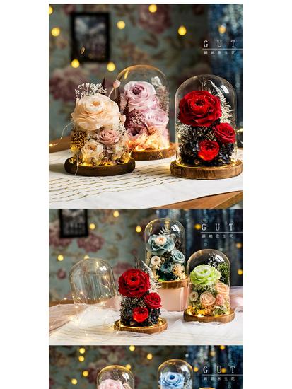 Věčná růže v prosklené kopuli - Perfektní dárek na Valentýna, výročí nebo narozeniny pro přítelkyni, kamarádku, přítele nebo manželku.