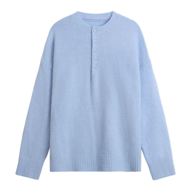 Sweater Women's Loose Solid Color Pullover Long Sleeve Knitted Top