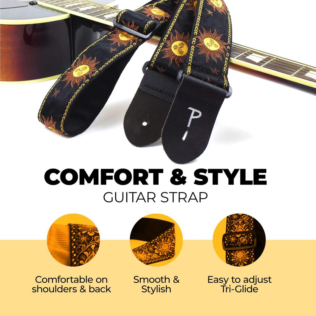 P Leathers Jacquard Guitar Black Perri's Ltd. TWS-7008 Strap,