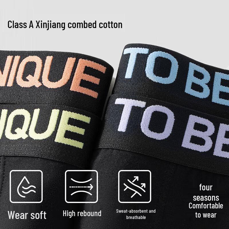 B.JOBSEN Men's Pure Cotton 10A Antibacterial Breathable Boxer Briefs (2-Pack)